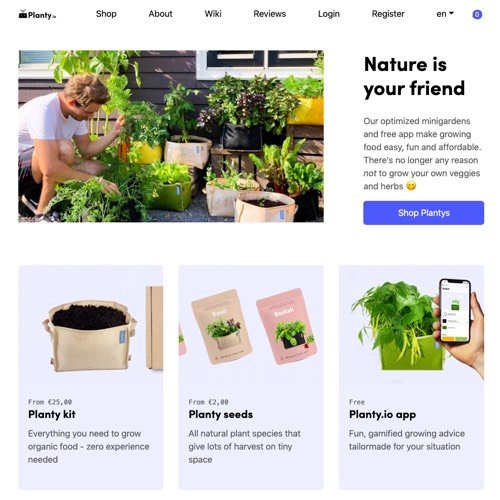 Site van Planty Gardening