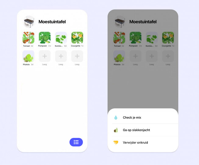Dagelijkse to-do's in de Makkelijke Moestuin app