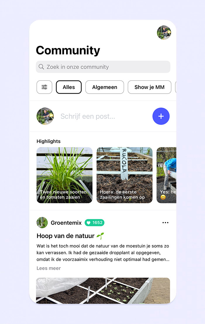 The community wall in the app