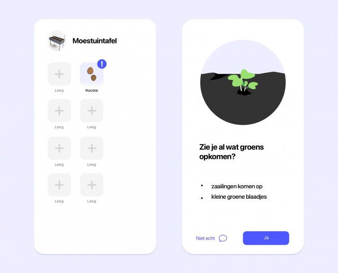 De melding 'Een vak heeft aandacht nodig' in de Makkelijke Moestuin app