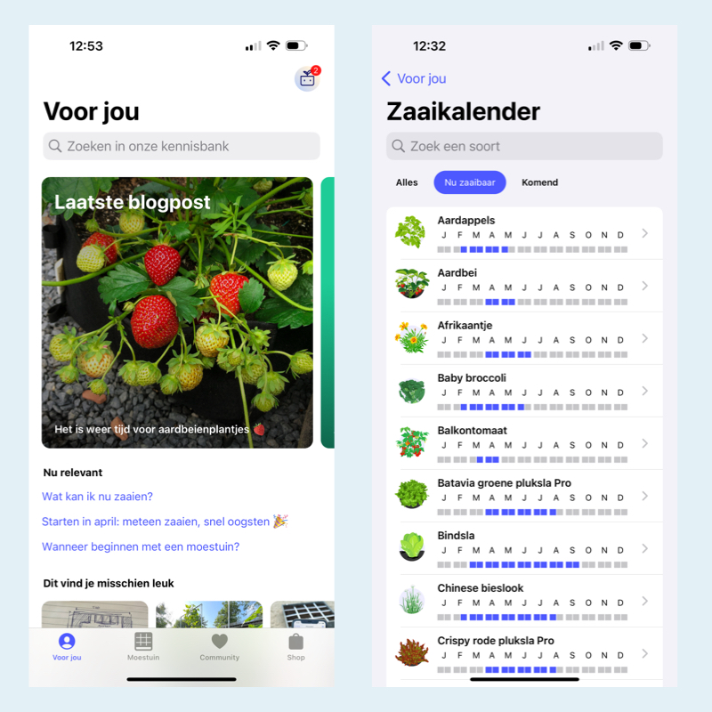 Zaaikalender in de app