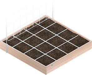 An Planty Garden box with grid and trellis