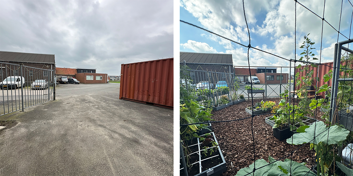 Een Makkelijke Moestuin lunchtuin naast onze loods