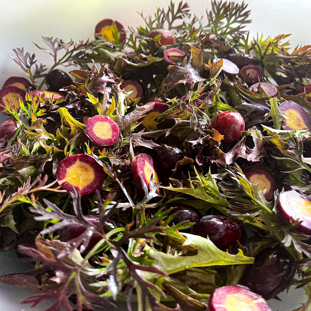 Purple carrots prepared for cooking
