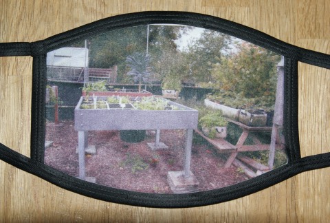 Mondkapje met een foto van een Makkelijke Moestuinbak