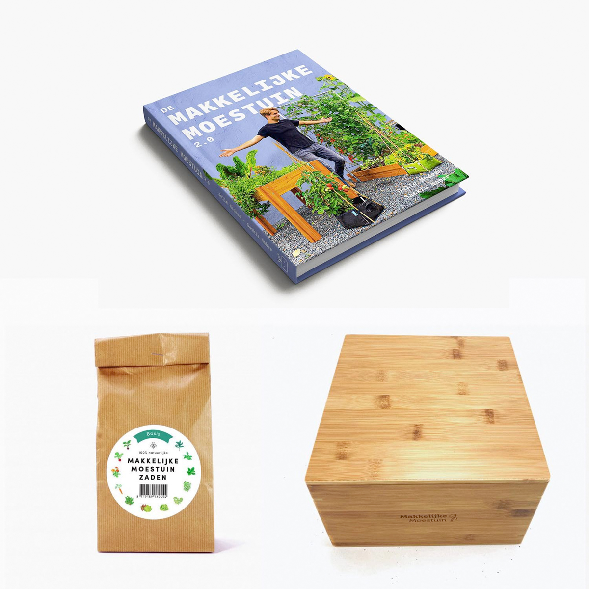 Aanbieding Makkelijke Moestuin: nieuw boek, zaden en zadenkist