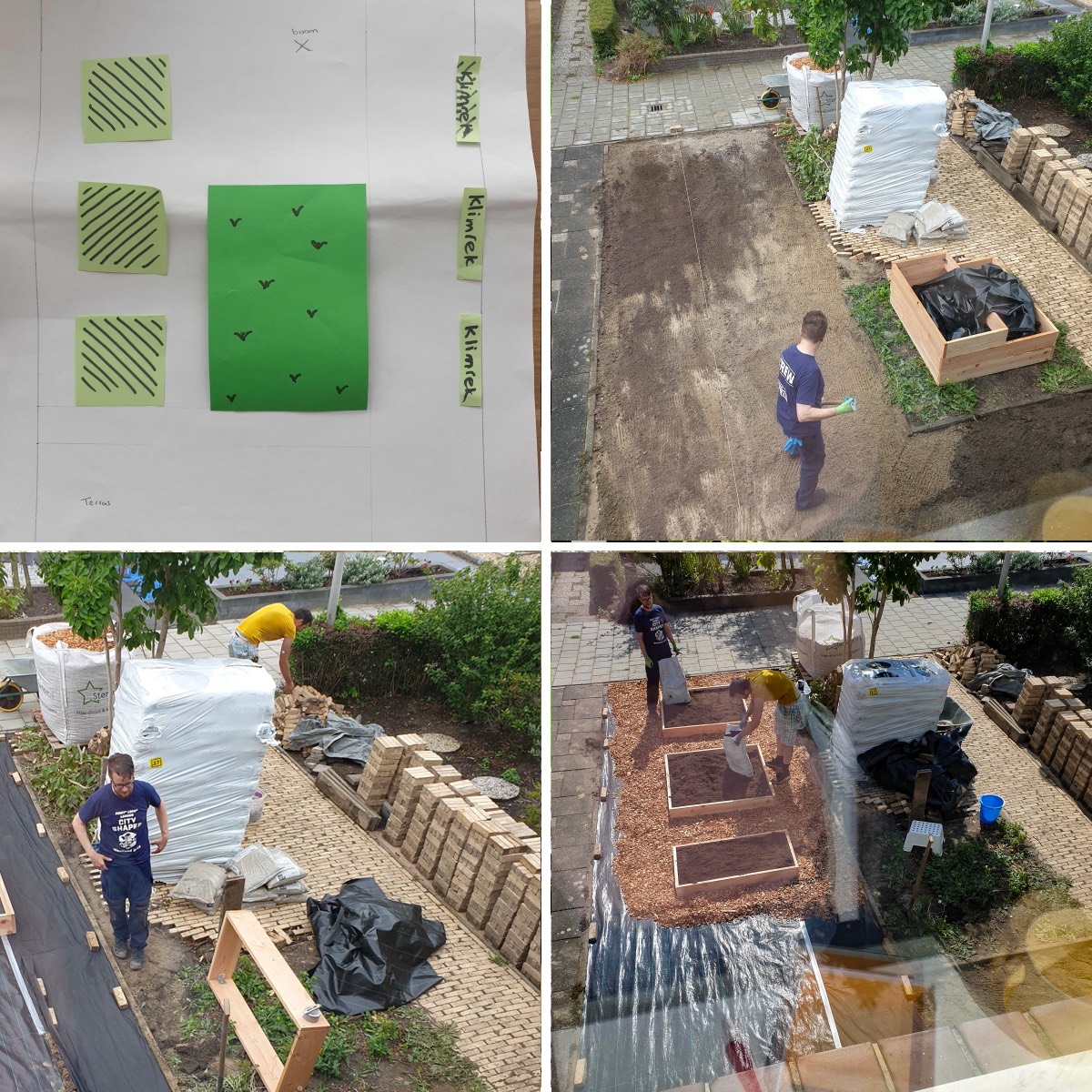 Voortuin met Makkelijke Moestuinbakken in wording