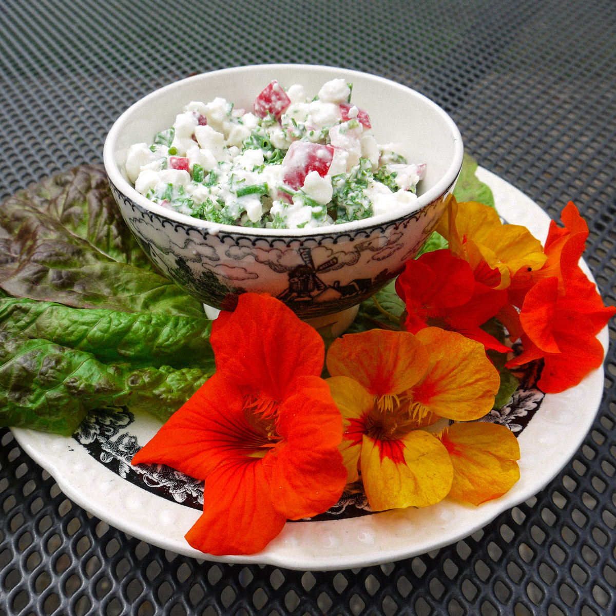 lunch met cottage cheese en kruiden