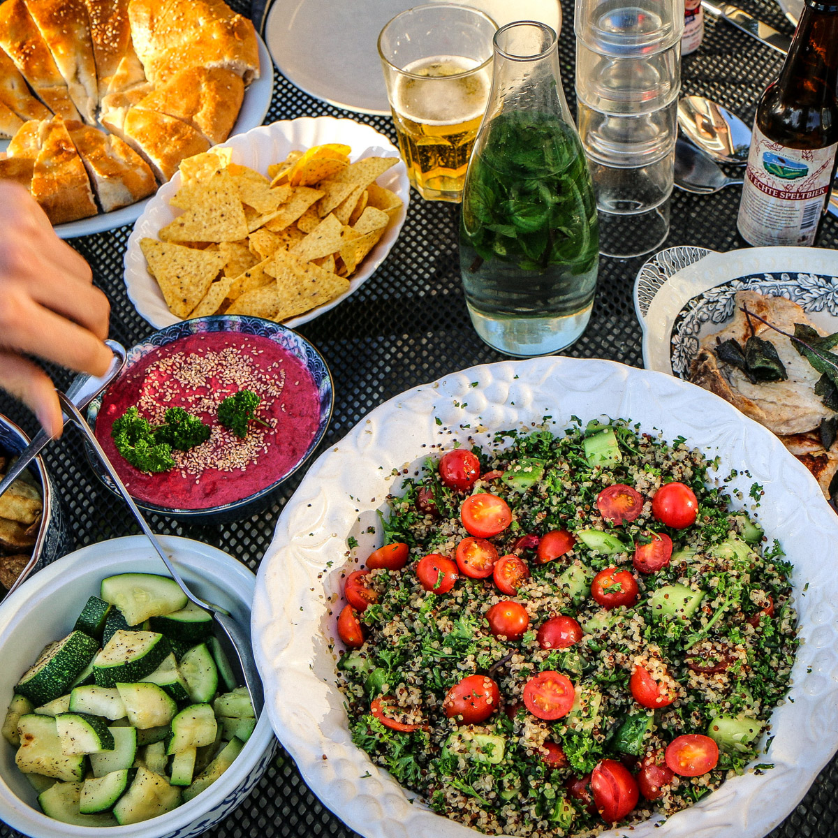 Straight from your own vegetable garden: freshly picked vegetables on the table ready to serve