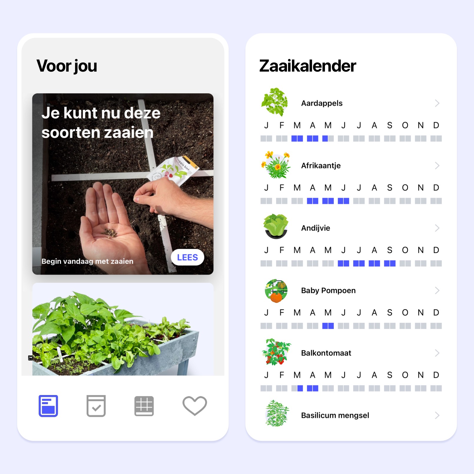 Zaaikalender van de Makkelijke Moestuin vind je in de app en op de site