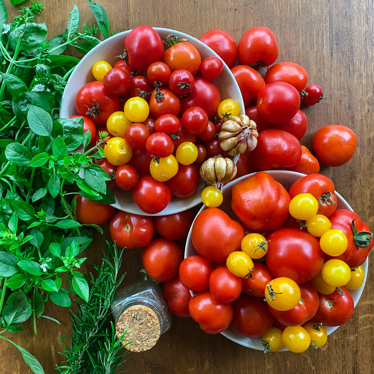Oogst van 3 soorten Makkelijke Moestuin tomaten